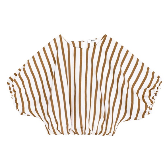 Mikoh opihi top bubble sleeve crop top blouse striped short sleeve top - Picture 1 of 5